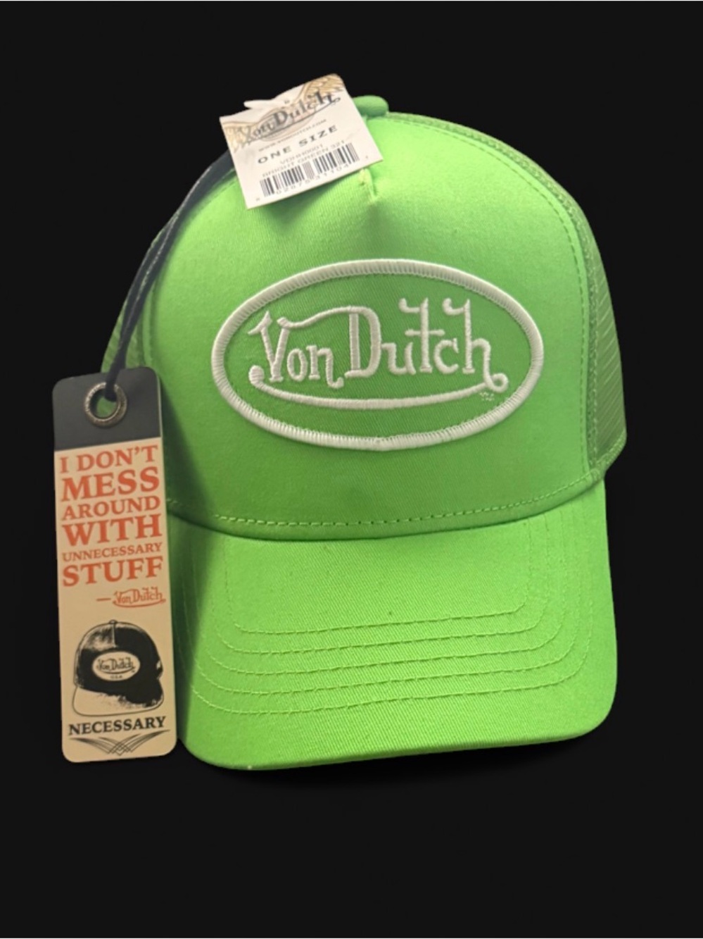 Von Dutch Kids Neon Lime Green Logo Trucker Hat